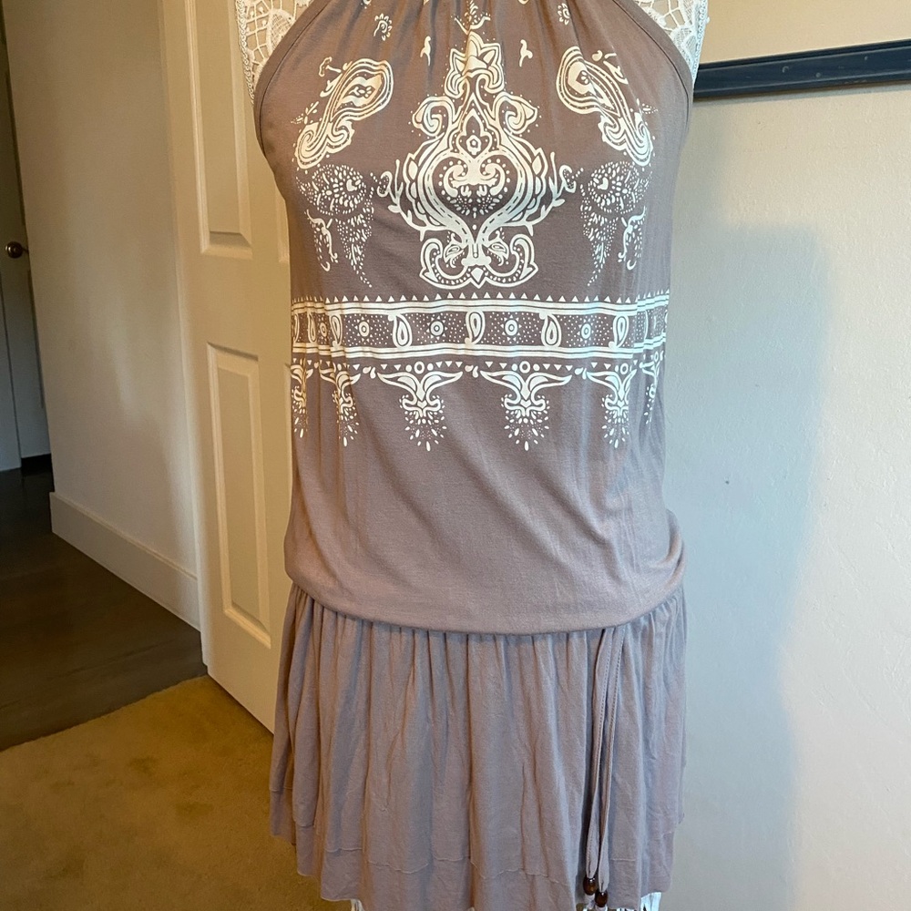 Boho Taupe Sundress Mini, Size S/M